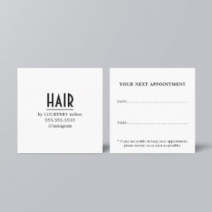 Cartão De Visita Quadrado Simples nomeação de Salão de Cabelo Branco Eleg