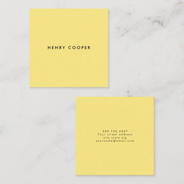 Cartão De Visita Quadrado Simples Professional Modern Yellow (Frente/Verso)