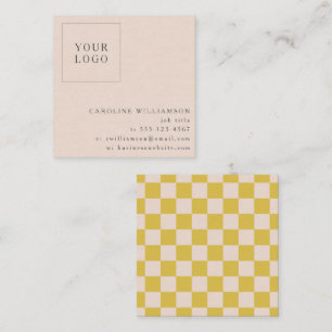 Cartão De Visita Quadrado Simples Xadrez Amarelo Moderno Seu Logotipo Person