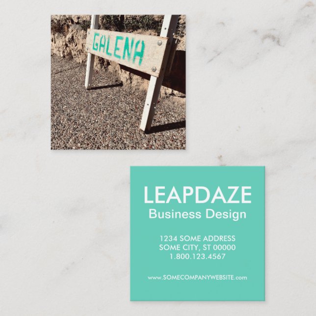 Cartão De Visita Quadrado sinal da calçada de galena (Frente/Verso)