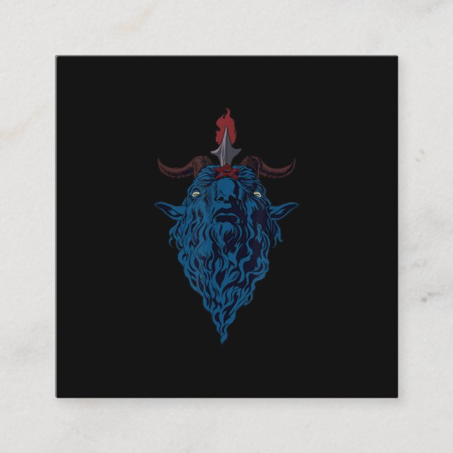 Cartão De Visita Quadrado Sinal De Cabra De Bapão De Mendes Satã Gótico Escu (Frente)