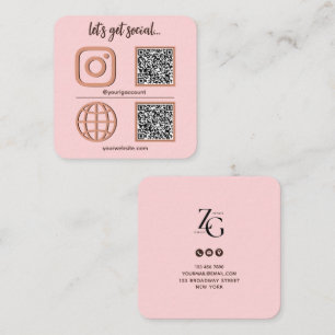 Cartão De Visita Quadrado Sinal de Mídia Social com Corpo de Código QR