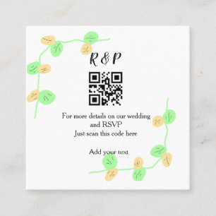 Cartão De Visita Quadrado site de casamento rsvp q r código adicionar nome t
