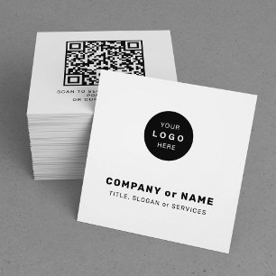 Cartão De Visita Quadrado Site de código QR de logotipo personalizado modern