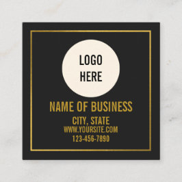 Cartão De Visita Quadrado Site de Código QR de Varredura de Logo Preto Moder