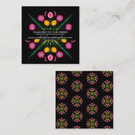Cartão De Visita Quadrado Site em Espanhol de RSVP Floral Desenhado à Mão Me