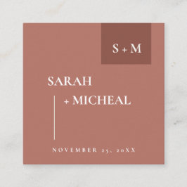 CARTÃO DE VISITA QUADRADO SÍTIO WEB SCANDI TERRACOTTA RUST MONOGRAM WEDSITE