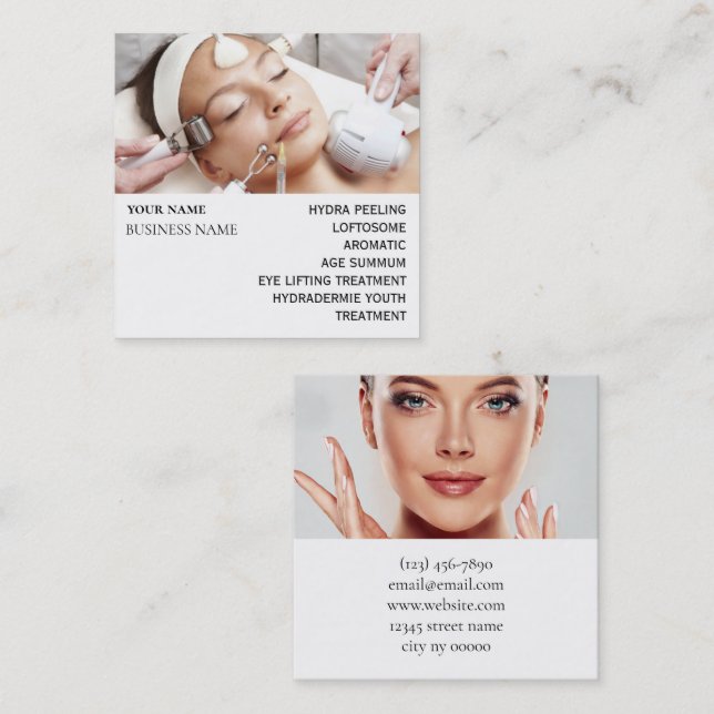 Cartão De Visita Quadrado Skincare & Beauty Salon (Frente/Verso)