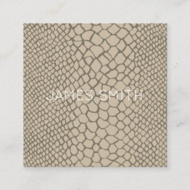 Cartão De Visita Quadrado Snakeskin Taupe Animal Print Designer Office