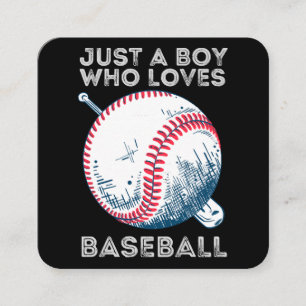 Cartão De Visita Quadrado Só um garoto que ama beisebol em Bateria de Baseba