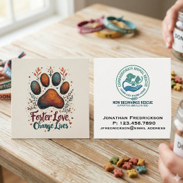 Cartão De Visita Quadrado Sociedade de Resgate de Animais Adicione Seu Própr
