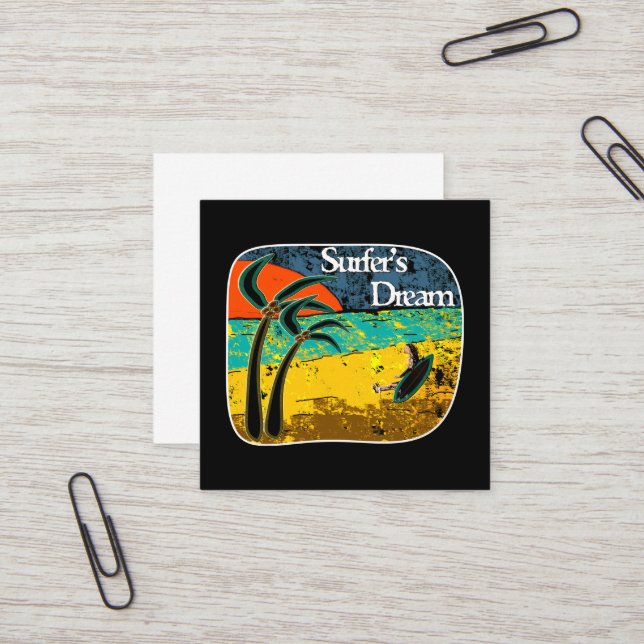 Cartão De Visita Quadrado Sonho de surfista (Frente/Verso In Situ)