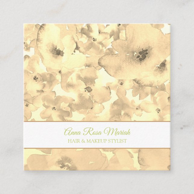 Cartão De Visita Quadrado *~* Spa Popular Chic Floral Pattern Girly Beauly (Frente)