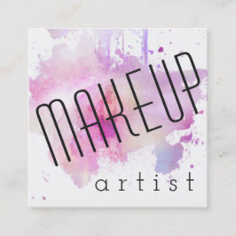 Cartão De Visita Quadrado splatter moderno da aguarela do rosa do