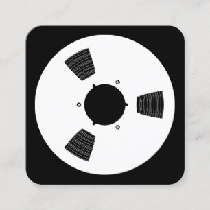 Cartão De Visita Quadrado Spool de fitas de som - Branco em preto