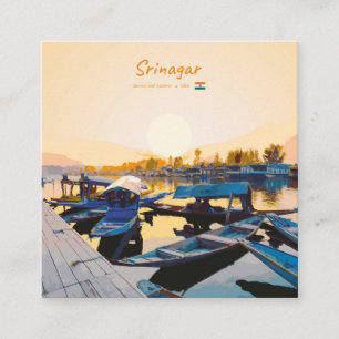 Cartão De Visita Quadrado Srinagar, Índia - Barcos Shikara no Lago Dal