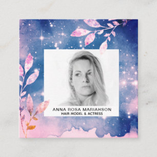 Cartão De Visita Quadrado *~* Stars Modelo de Cabelo Azul Rosa Cinzento com