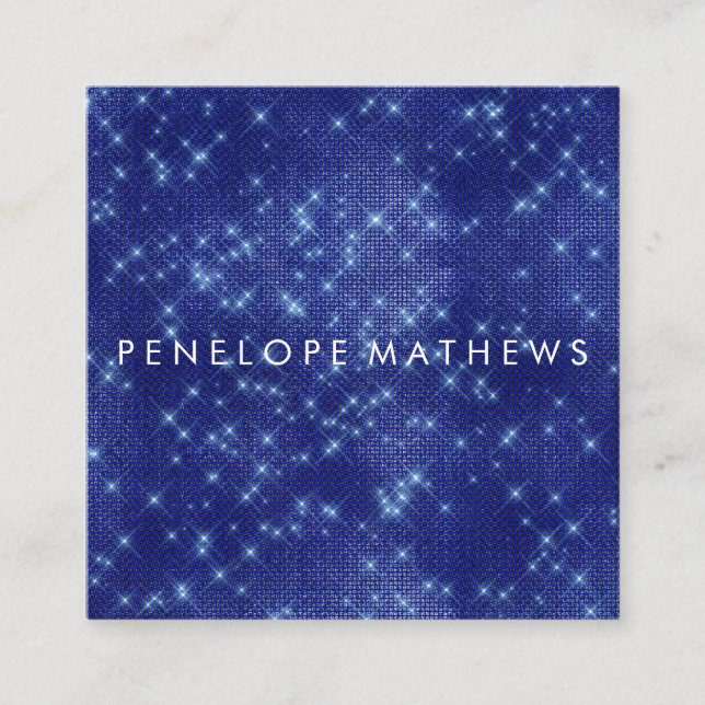 Cartão De Visita Quadrado Stylist de Beleza Azul Espelho Azul (Frente)