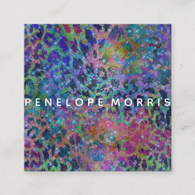 Cartão De Visita Quadrado Stylist de beleza com Abstrato de impressão animal (Frente)