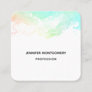 Cartão De Visita Quadrado Suportes de Abstrato verde e azul modernos
