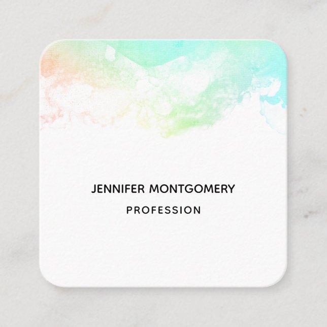 Cartão De Visita Quadrado Suportes de Abstrato verde e azul modernos (Frente)