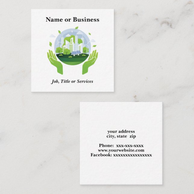 Cartão De Visita Quadrado Sustentabilidade (Frente/Verso)