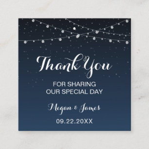 Cartão De Visita Quadrado Tag do favor do casamento da noite estrelado
