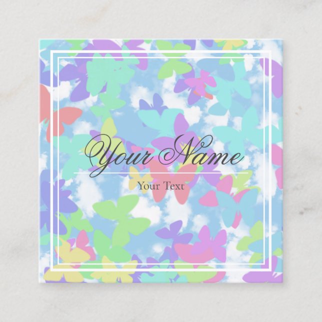 Cartão De Visita Quadrado Tarjeta de Visita - Mariposas (Frente)