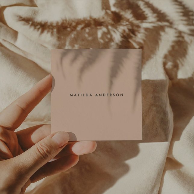 Cartão De Visita Quadrado Tatta verde-bege-abstrato simples moderno (Criador carregado)