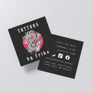 Cartão De Visita Quadrado Tatuador Compra Salon Dragon Adicionar Mídia Soci