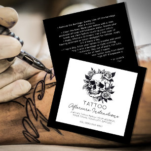 Cartão De Visita Quadrado Tatuagem do crânio Na moda