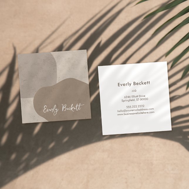 Cartão De Visita Quadrado Taupe Moderno Abstrato de Terna Texturizada (Criador carregado)