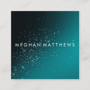 Cartão De Visita Quadrado Teal Sparkles Beauty