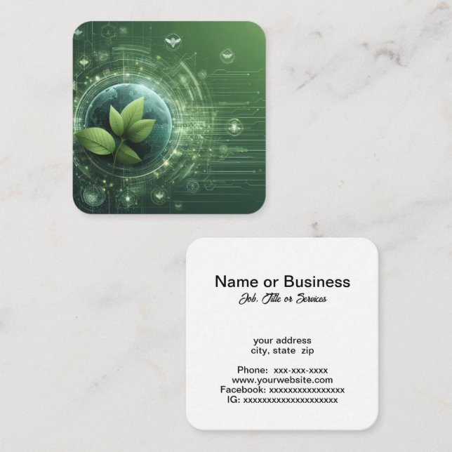 Cartão De Visita Quadrado Tecnologia vegetal (Frente/Verso)