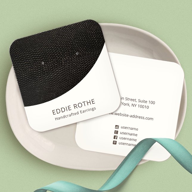 Cartão De Visita Quadrado Tela Branca Branca Branca Branca Moderna Chic (Criador carregado)