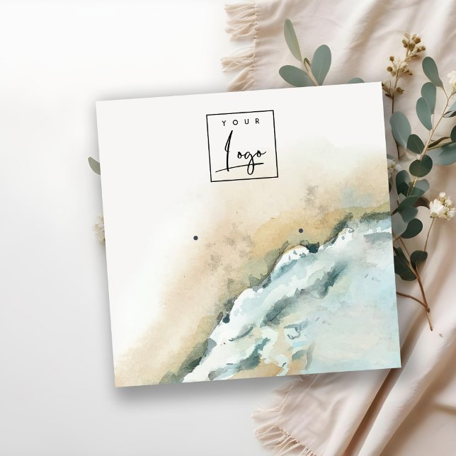 Cartão De Visita Quadrado Tela de Arejamento de Praia das Ondas Costeiras do (Criador carregado)