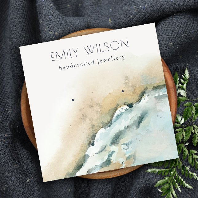 Cartão De Visita Quadrado Tela de Arejamento de Praia das Ondas Costeiras do (Criador carregado)