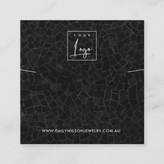 CARTÃO DE VISITA QUADRADO TELA DE BRACELET NECKLACE DE TEXTURA MOSAIC PRETA (Frente)