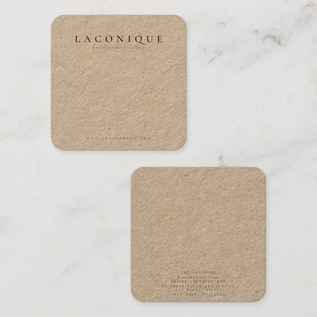 Cartão De Visita Quadrado Tela de Joias | Jogo | Kraft (Frente/Verso)