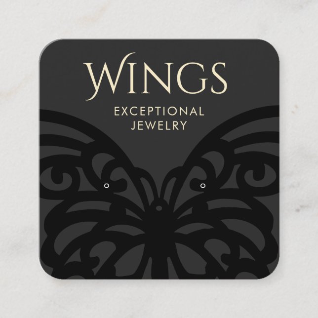 Cartão De Visita Quadrado Tela de Orelha Negra Moderna (Frente)