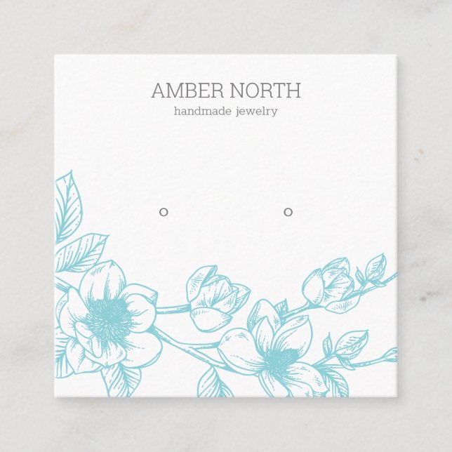Cartão De Visita Quadrado Tela de ressonância azul com flor (Frente)