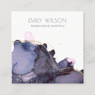 Cartão De Visita Quadrado Tela Dourada do Marinho com tinta a álcool