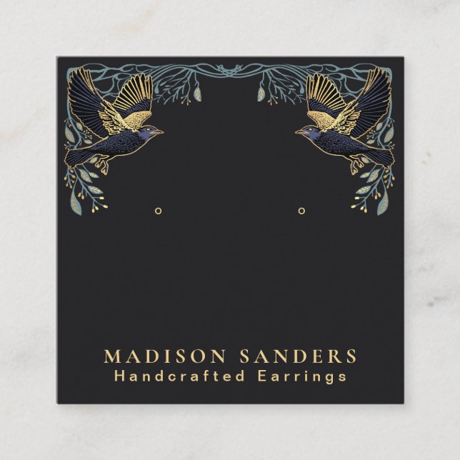 Cartão De Visita Quadrado Tela Encantada Ravens Witchy (Frente)