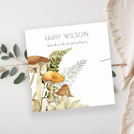 Cartão De Visita Quadrado Tela Rustic Mushroom Fern Foliage Banda Necklace
