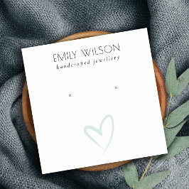 Cartão De Visita Quadrado Tela Simples Elegante Blue Heart Stud Earring