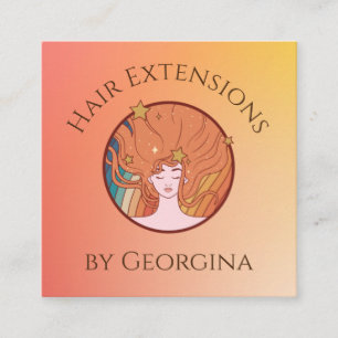 Cartão De Visita Quadrado Tema de Beleza do Gradiente de Ombre Laranja Exten