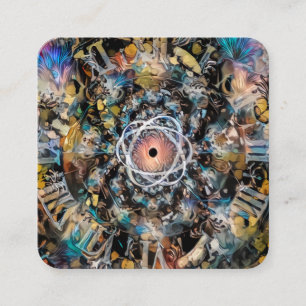 Cartão De Visita Quadrado Tempo do átomo