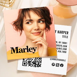 Cartão De Visita Quadrado Tendência de Foto Profissional Simples e Minimalis