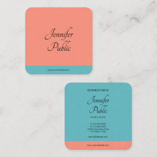 Cartão De Visita Quadrado Tendência de Script de Manuscrito Cores Moderno El