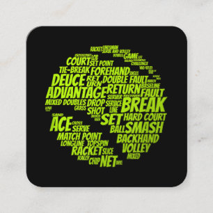 Cartão De Visita Quadrado Tênis - Termos do Tênis Player Reproduzindo a esfe